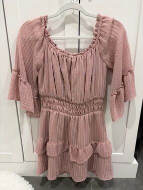 Le Lis Small Pink On or Off-Shoulder Ruffle Dress